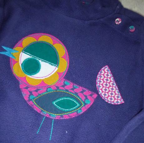 Teplá mikinka s aplikací ptáčka -vel.cca.110-116, 110