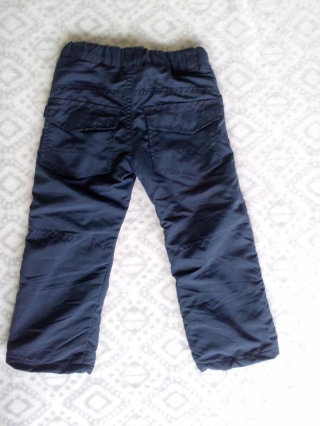 Zimní vyteplené modré kalhoty, nenošené, 86