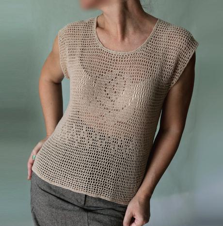 Ručně háčkované síťové tričko, l