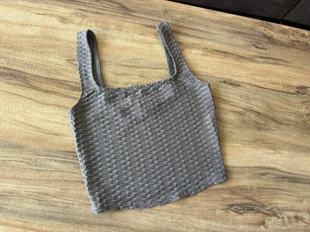 Šedý crop top, new yorker,xs