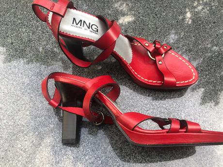 Cervene sandaly mango kozene 37, mango,37