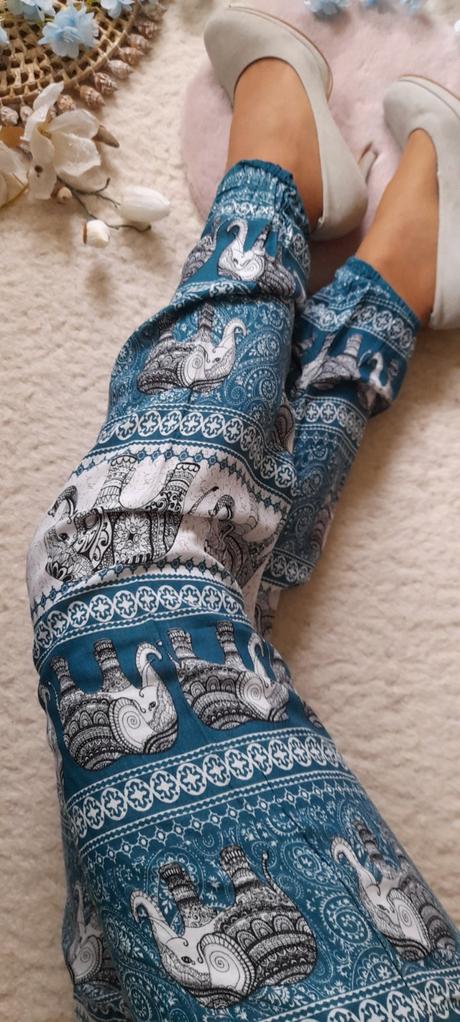 Vzorované letní kalhoty / harémky se slony,