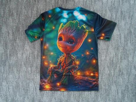 Zelené hnědé tričko triko krátký rukáv groot, m