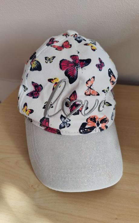 Dívčí kšiltovka bílá s motýlky, takko,134