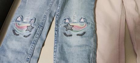 Tenké rifle jednorožec a legíny růžové v. 134 hm, h&m,134