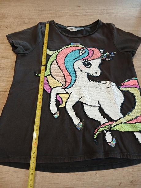 Měnící tričko jednorožec hm vel. 110/116, h&m,116