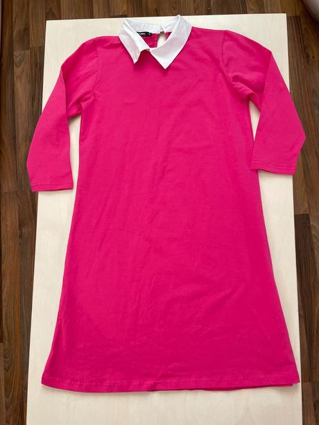 Nové růžové šaty s límečkem, vel s, exmoda, s