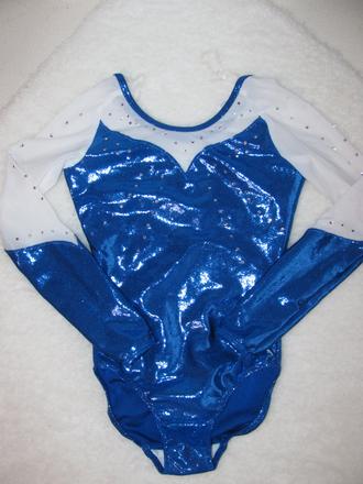 Dívčí modrobílý sportovní gymnastický dres, 98