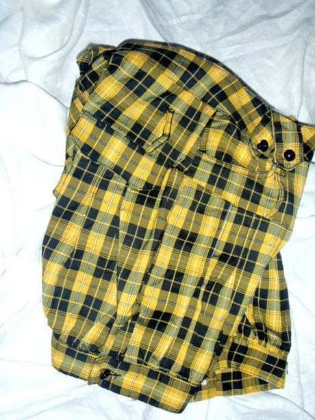 Luxusní káro kraťasy - žlutočerná kombinace, 164