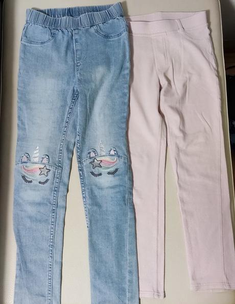 Tenké rifle jednorožec a legíny růžové v. 134 hm, h&m,134