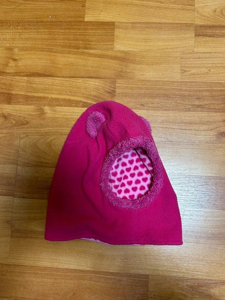 Růžová fleesová kukla s oušky, vel. 92/104, 92