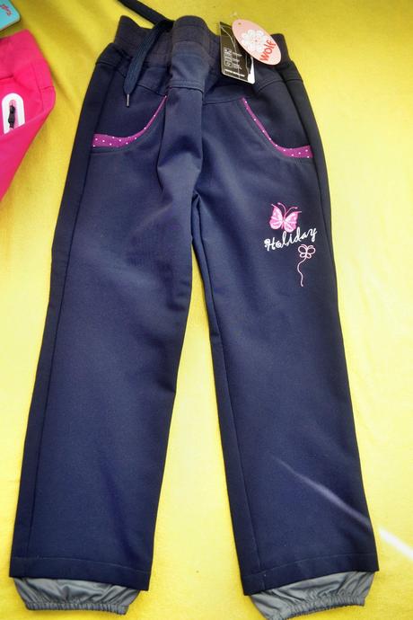 2x jarní softshellové nové kalhoty v.104, wolf,104