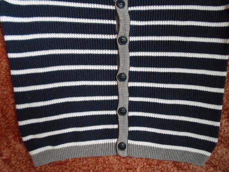 Šedý modrý pruhovan svetr svetřík vesta h&m, h&m,98