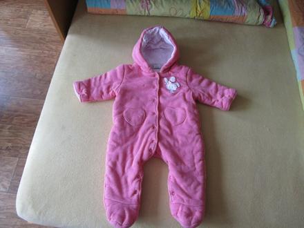 Pěkná teplá růžová bavl. zimní kombinéza, v.68-74, miniclub,68