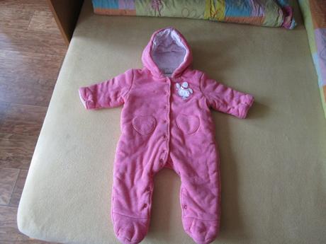 Pěkná teplá růžová bavl. zimní kombinéza, v.68-74, miniclub,68