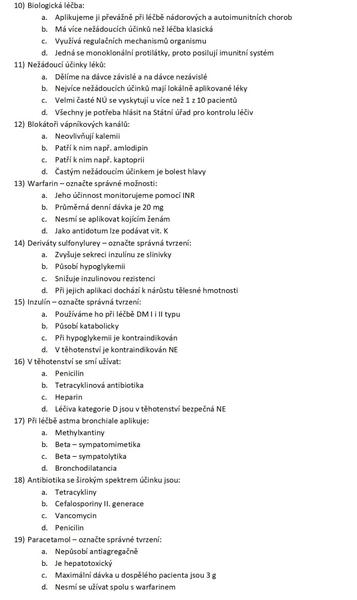 Test z Farmakologie. Pomůžete?