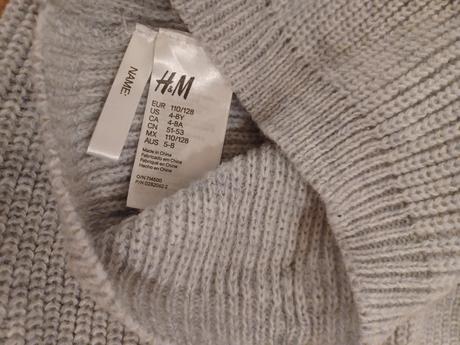 Šedý komplet čepice + nákrčník 4-8 let, h&m,110