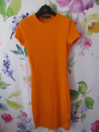 Dívčí oranžové řádkované pružné šaty, xs
