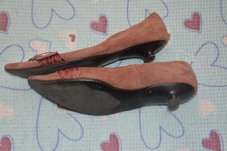 Růžové kožené lodičky s přeskou, vel 36., 36