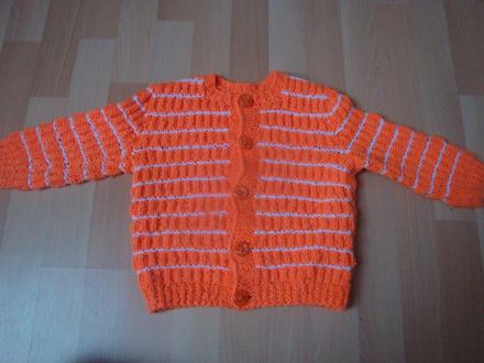 Svetřík ručně pletený - oranžový, 98
