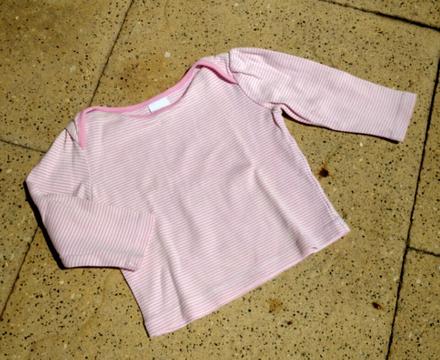 Tričko / triko dlouhý rukáv růžovo-bílé proužky, bluezoo,74