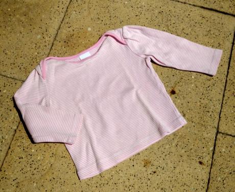 Tričko / triko dlouhý rukáv růžovo-bílé proužky, bluezoo,74