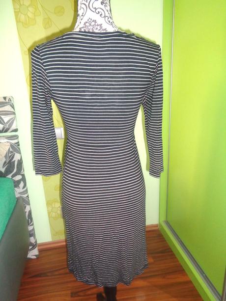 Černobílé elastické pruhované šaty, h&m,m
