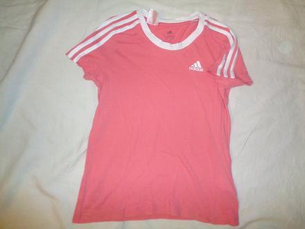 Růžové bavlněné tričko adidas 11/12 let, adidas,152