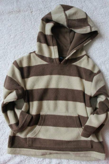 Hnědá pruhovaná flísová mikina, tu,80