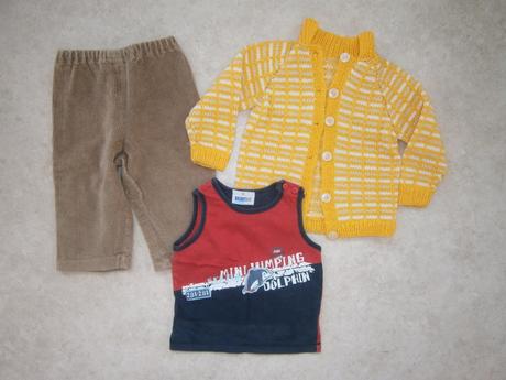 Manžestráky, kalhoty + svetr + tílko vel. 80/86,, 80