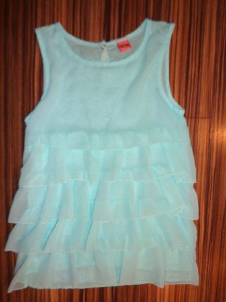 Luxusní mentolový volánový top 146/152, 146