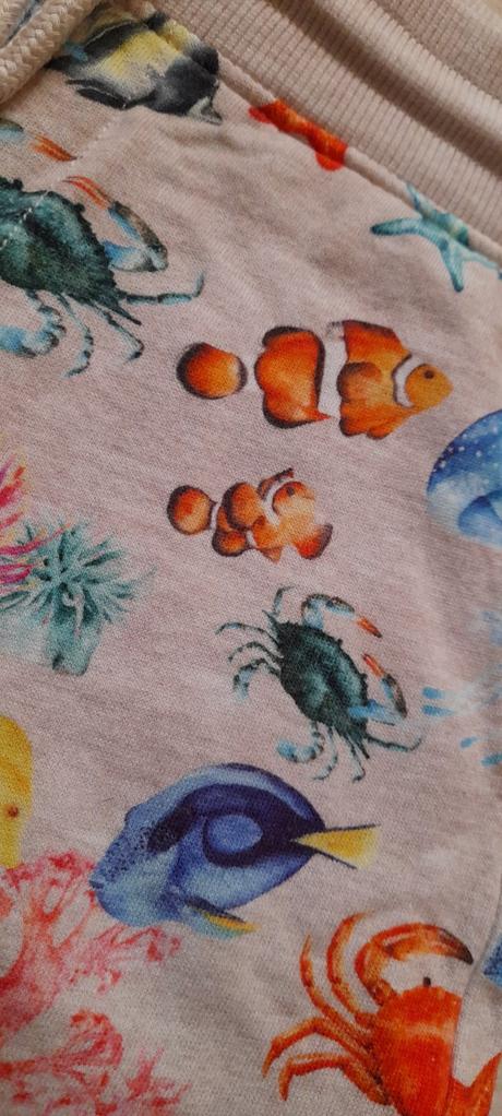 Pestré teplákové kraťasy mořský svět, h&m,140