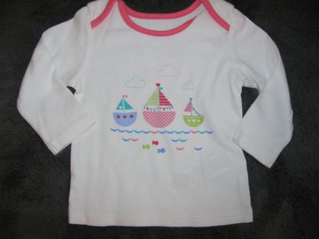 Bílé kojenecké bavlněné tričko s obrázky, marks & spencer,68