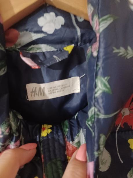 Prošívaná bunda s kytičkami h&m 164 / xs, h&m,164