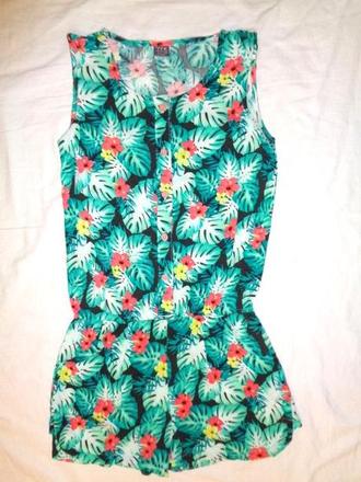 Krásný vzdušný letní overal - hawai motiv, 158