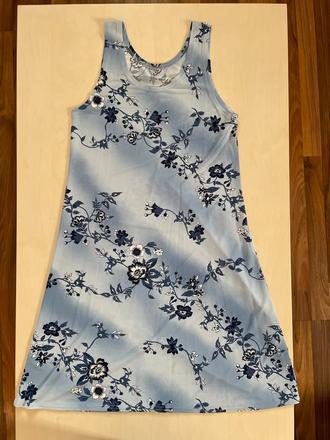 Letní květinové modré šaty, vel s i méně, s