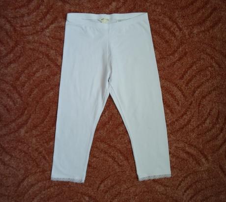 Bílé 3/4 legíny s krajkou, h&m,158