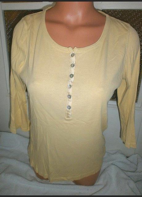 Vanilkově žluté triko s knoflíčky na vel.m-l, marks & spencer,m