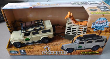 Kovové auto s přívěsem pro žirafu hipo safariset,