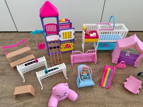 Hračky, hřiště pro barbie miminka, děti mattel, 