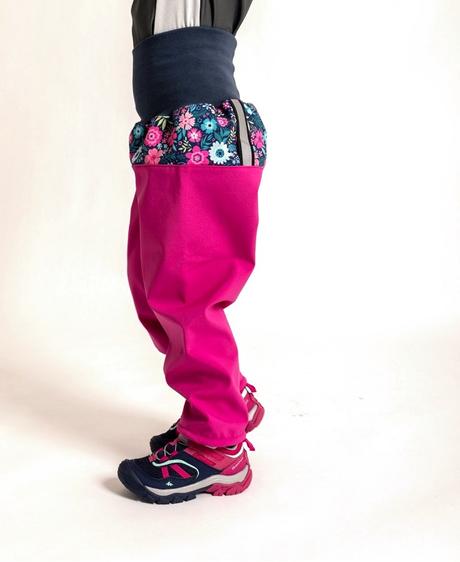 Holčičí softshellové kalhoty unuo s fleecem růžové, unuo,92 / 98