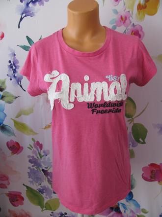 Dámské sytě růžové tričko s našitým nápisem, animal,l