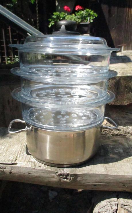 Skleněné parní nástavce s poklicí set 4ks, 