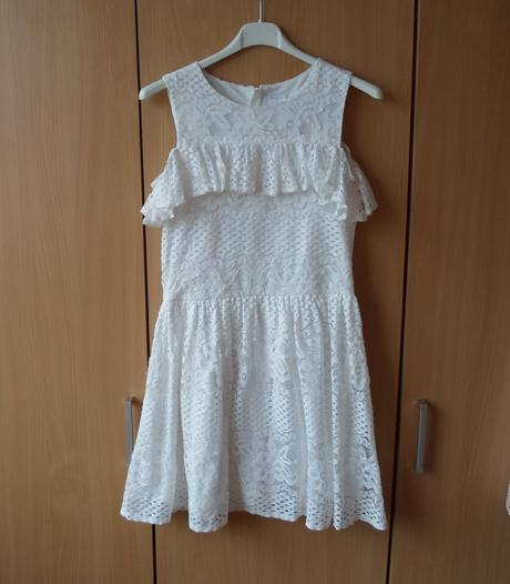 Bílé krajkové šaty šatičky, f&f,158