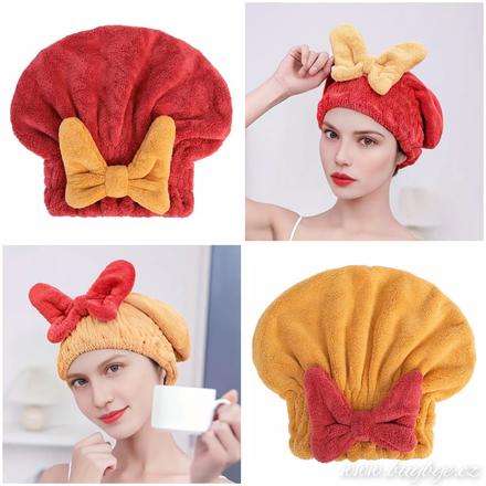 Ručník turban na vlasy s mašlí,