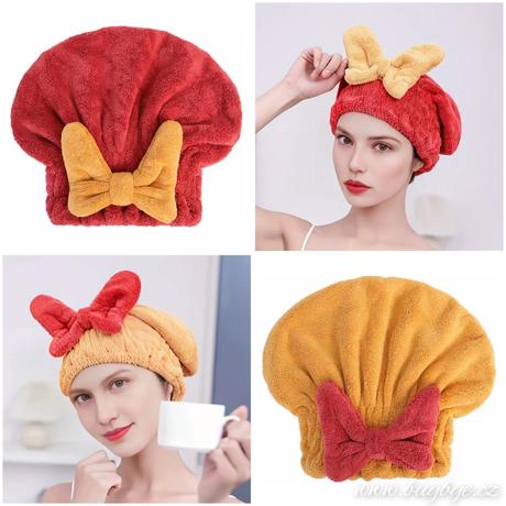 Ručník turban na vlasy s mašlí,