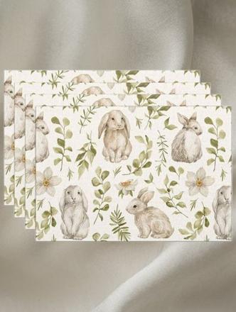 Velikonoční prostírání 4ks se zajíčky a květinami, 