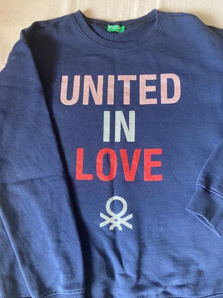 Bavlněná mikina s nápisy, benetton,152