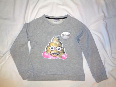 Luxusní stříbrnošedná mikina s flitrovou příhodou, c&a,134