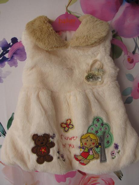 Pudrové dívčí šaty z umělé kožešinky annie, 68